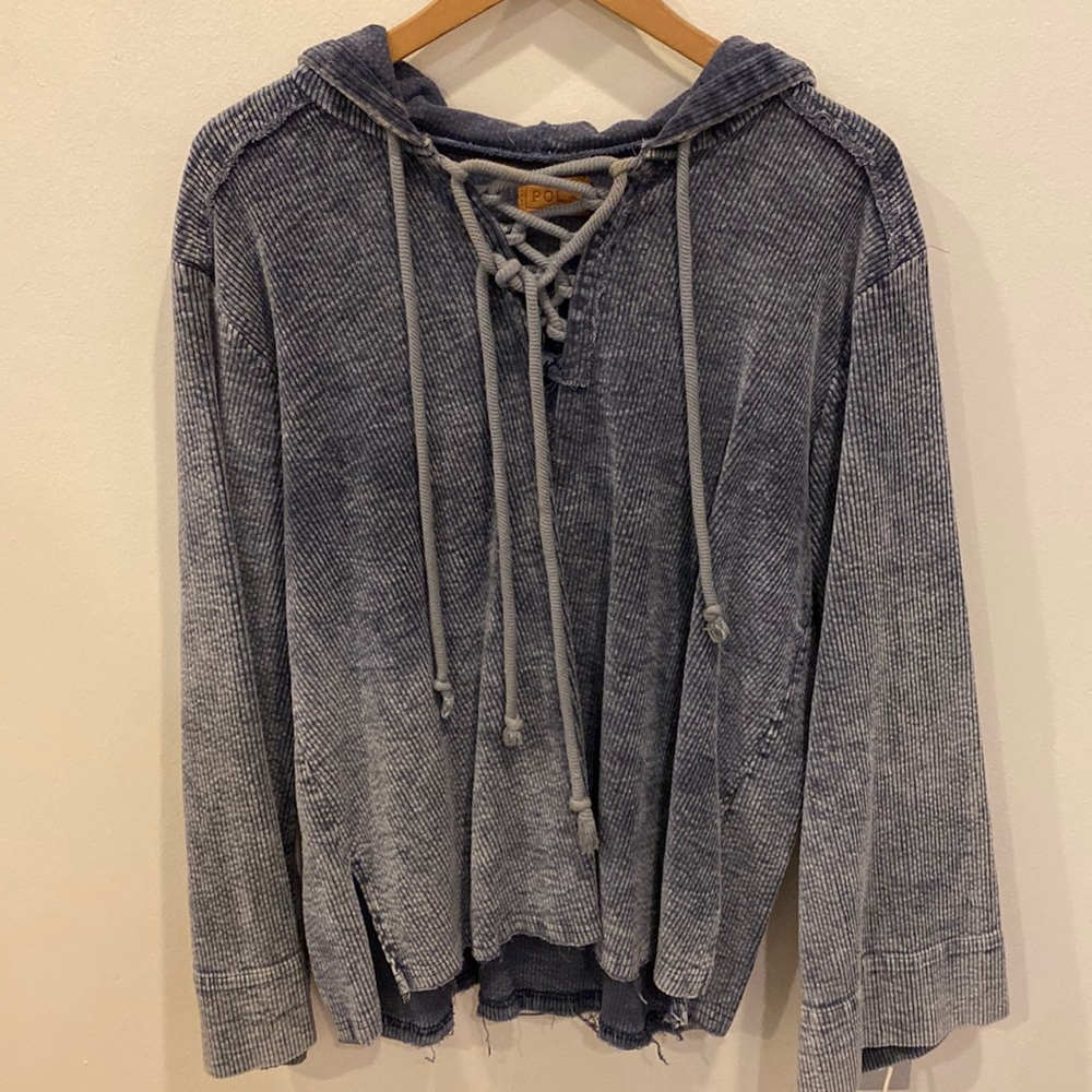 Boutique pull over blouse with hood! Worn twice!